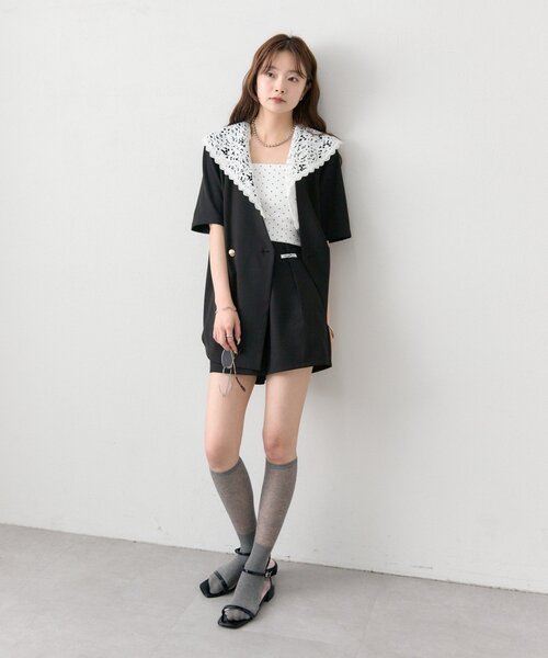mystic（ミスティック）の「タックショートパンツ（その他パンツ・レディース・ベージュ/ブラック/アイボリー・1/2）」の6枚目の写真