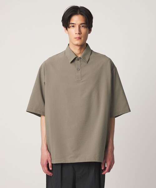 UNITED ARROWS（ユナイテッドアローズ）の「DotAir ドットエア サッカー ヘムコード ポロシャツ　吸水速乾（ポロシャツ・メンズ・ブラック/オリーブ・XL/M/S/L）」の9枚目の写真