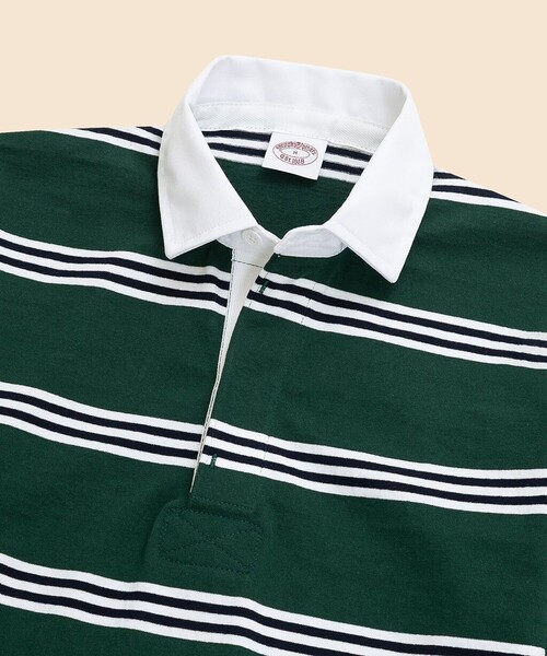 BROOKS BROTHERS（ブルックスブラザーズ）の「Brooks Brothers × BARBARIAN　コットン　ライトウェイト　ラグビーシャツ（ポロシャツ・メンズ・グリーン/バーガンディー/ネイビー・LARGE/MEDIUM/SMALL）」の4枚目の写真
