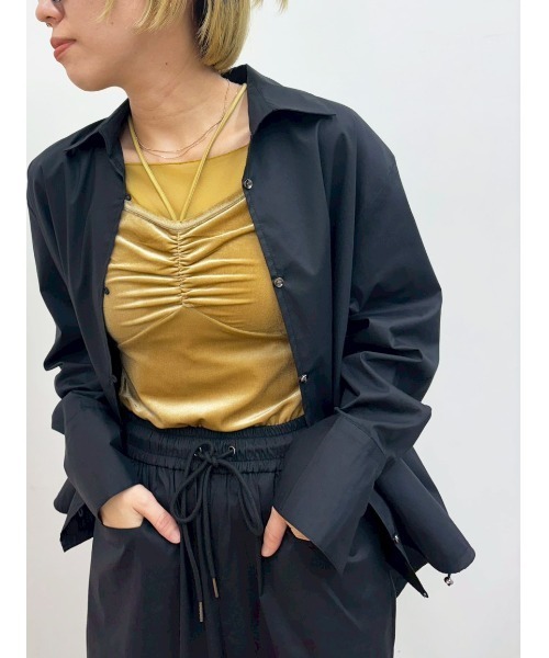 MIDVEIN（ミッドヴェイン）の「Drawstring shirt（シャツ/ブラウス・レディース・ライム/ブラック・FREE）」の3枚目の写真