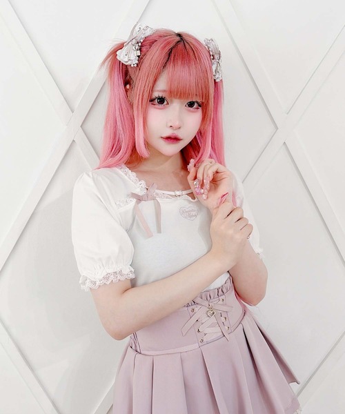 MA*RS(アメーバーマーズ)の「ハートバックルテープダブルりぼんトップス(Tシャツ/カットソー・レディース・ブラック/ピンク/ホワイト・FREE)」の16枚目の写真