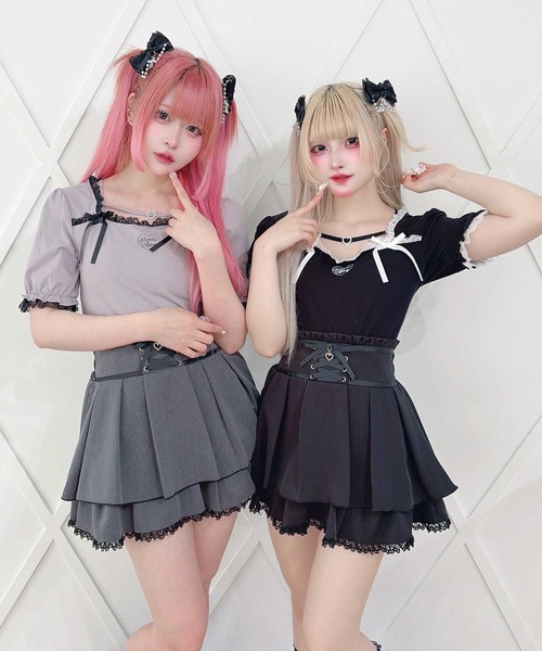 MA*RS(アメーバーマーズ)の「ハートバックルテープダブルりぼんトップス(Tシャツ/カットソー・レディース・ブラック/ピンク/ホワイト・FREE)」の21枚目の写真