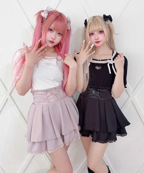 MA*RS(アメーバーマーズ)の「ハートバックルテープダブルりぼんトップス(Tシャツ/カットソー・レディース・ブラック/ピンク/ホワイト・FREE)」の22枚目の写真
