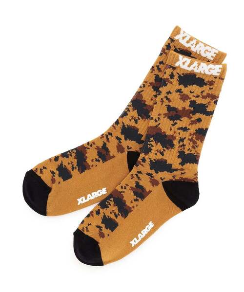 XLARGE KIDS（エクストララージキッズ）の「アニマル総柄 リブクルーソックス（ソックス/靴下・キッズ・チャコール/ベージュ・17-19cm/15-17cm/13-15cm/19-21cm）」の2枚目の写真