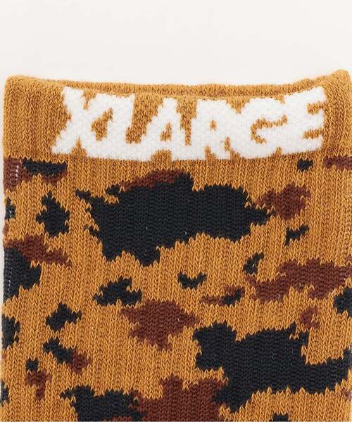 XLARGE KIDS（エクストララージキッズ）の「アニマル総柄 リブクルーソックス（ソックス/靴下・キッズ・チャコール/ベージュ・17-19cm/15-17cm/13-15cm/19-21cm）」の3枚目の写真
