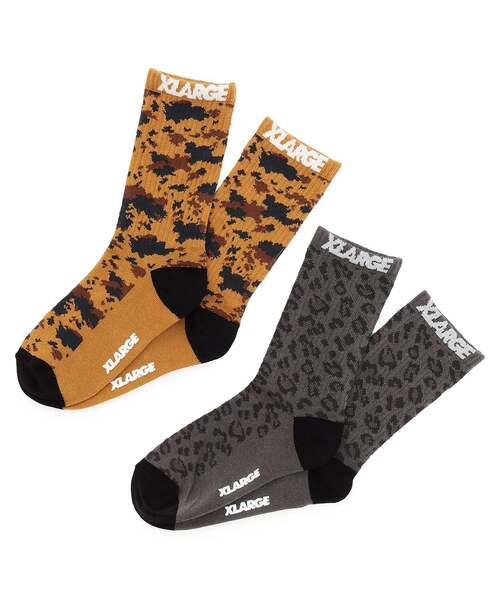XLARGE KIDS（エクストララージキッズ）の「アニマル総柄 リブクルーソックス（ソックス/靴下・キッズ・チャコール/ベージュ・17-19cm/15-17cm/13-15cm/19-21cm）」の6枚目の写真