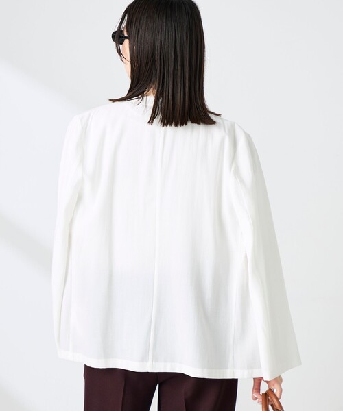 NOLLEY’S Sophi（ノーリーズソフィ）の「【BECシリーズ】ウォッシャブルリネナチュールシアージャケット（テーラードジャケット・レディース・ホワイト/ネイビー/キナリ/カーキ・38/36/34）」の7枚目の写真