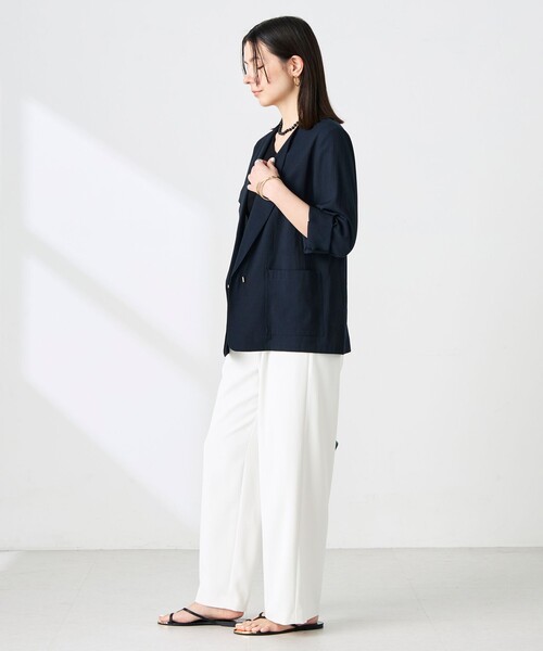NOLLEY’S Sophi（ノーリーズソフィ）の「【BECシリーズ】ウォッシャブルリネナチュールシアージャケット（テーラードジャケット・レディース・ホワイト/ネイビー/キナリ/カーキ・38/36/34）」の18枚目の写真