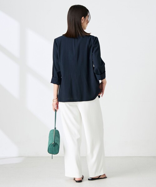 NOLLEY’S Sophi（ノーリーズソフィ）の「【BECシリーズ】ウォッシャブルリネナチュールシアージャケット（テーラードジャケット・レディース・ホワイト/ネイビー/キナリ/カーキ・38/36/34）」の19枚目の写真