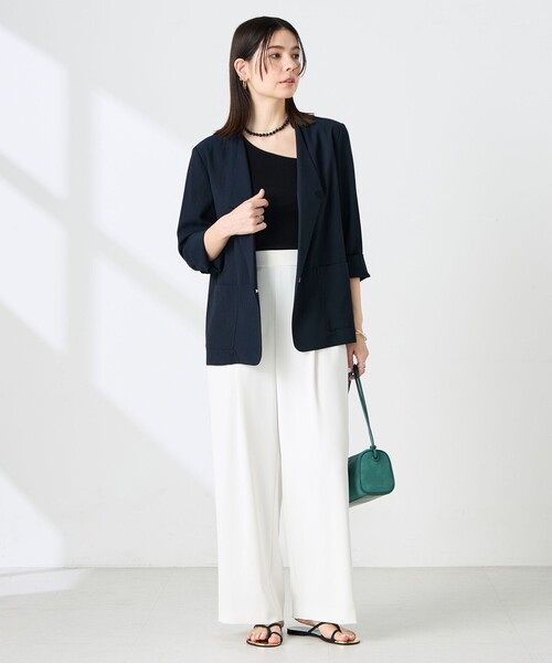 NOLLEY’S Sophi（ノーリーズソフィ）の「【BECシリーズ】ウォッシャブルリネナチュールシアージャケット（テーラードジャケット・レディース・ホワイト/ネイビー/キナリ/カーキ・38/36/34）」の21枚目の写真
