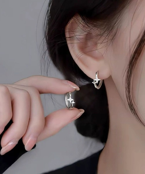 セール】【Bz】【456844】ダブルスターフープピアス(RZ)（ピアス（両耳