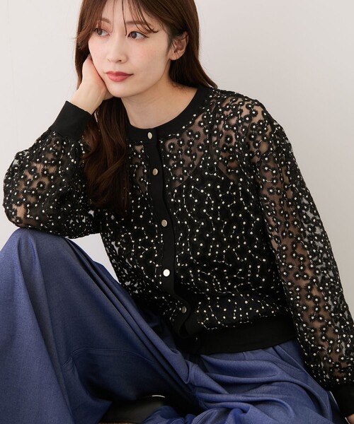 Jayro(ジャイロ)の「フラワーシアーカーディガン(カーディガン/ボレロ・レディース・ブラック系その他/ホワイト系その他2・FREE)」の8枚目の写真