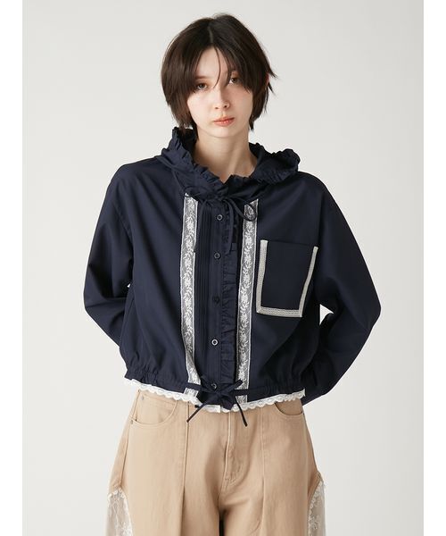 LUMISHADE】UVカットフード付きフリルシャツ〈接触冷感〉（シャツ
