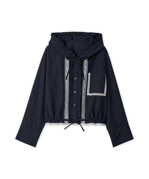 FURFUR(ファーファー)の「【LUMISHADE】UVカットフード付きフリルシャツ〈接触冷感〉(シャツ/ブラウス・レディース・ホワイト/ネイビー/イエロー/ライトブルー・F)」の17枚目の写真