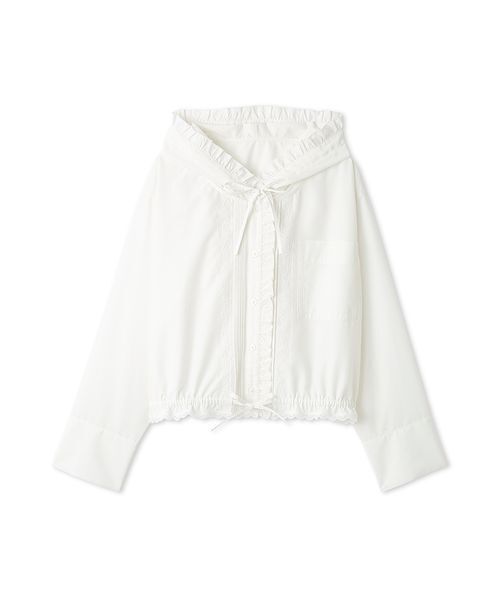 FURFUR(ファーファー)の「【LUMISHADE】UVカットフード付きフリルシャツ〈接触冷感〉(シャツ/ブラウス・レディース・ホワイト/ネイビー/イエロー/ライトブルー・F)」の19枚目の写真