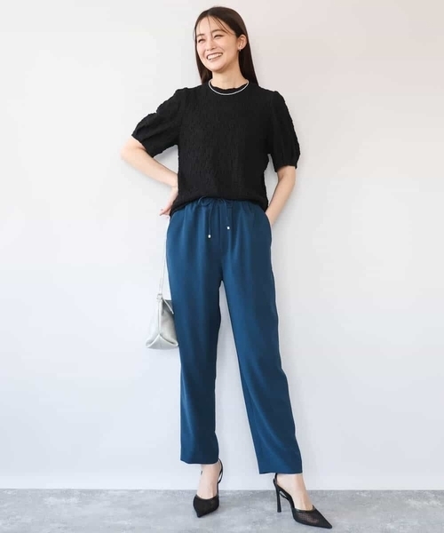MK MICHEL KLEIN（エムケーミッシェルクラン）の「[UVカット/洗える]タックスリーブ ジャガードカットソー（Tシャツ/カットソー・レディース・イエロー/ホワイト/ブラック・38）」の12枚目の写真