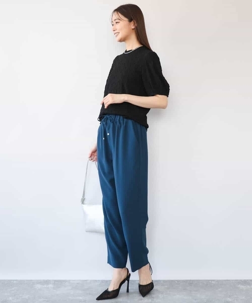 MK MICHEL KLEIN（エムケーミッシェルクラン）の「[UVカット/洗える]タックスリーブ ジャガードカットソー（Tシャツ/カットソー・レディース・イエロー/ホワイト/ブラック・38）」の13枚目の写真