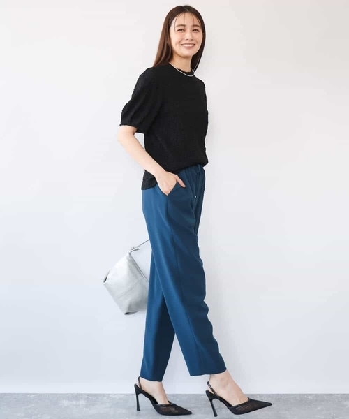MK MICHEL KLEIN（エムケーミッシェルクラン）の「[UVカット/洗える]タックスリーブ ジャガードカットソー（Tシャツ/カットソー・レディース・イエロー/ホワイト/ブラック・38）」の14枚目の写真