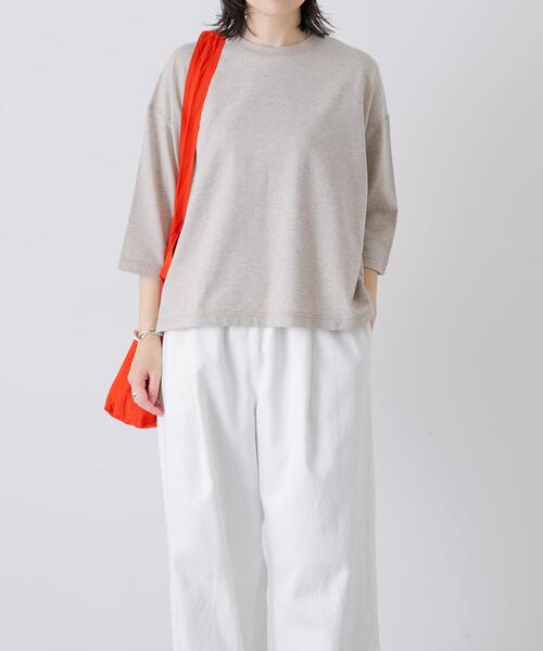 かぐれ(カグレ)の「コットンインレー6分袖プルオーバー(Tシャツ/カットソー・レディース・チャコールグレー/ベージュ/オートミール・FREE)」の2枚目の写真
