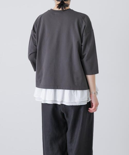 かぐれ(カグレ)の「コットンインレー6分袖プルオーバー(Tシャツ/カットソー・レディース・チャコールグレー/ベージュ/オートミール・FREE)」の7枚目の写真