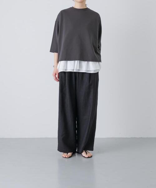 かぐれ(カグレ)の「コットンインレー6分袖プルオーバー(Tシャツ/カットソー・レディース・チャコールグレー/ベージュ/オートミール・FREE)」の8枚目の写真
