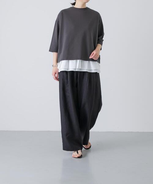 かぐれ(カグレ)の「コットンインレー6分袖プルオーバー(Tシャツ/カットソー・レディース・チャコールグレー/ベージュ/オートミール・FREE)」の9枚目の写真