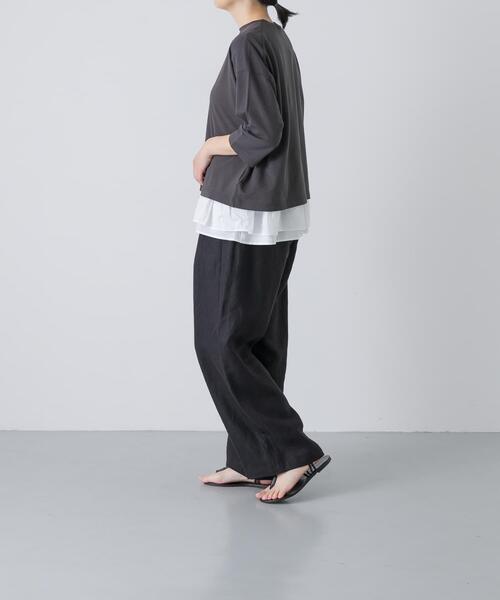 かぐれ(カグレ)の「コットンインレー6分袖プルオーバー(Tシャツ/カットソー・レディース・チャコールグレー/ベージュ/オートミール・FREE)」の10枚目の写真