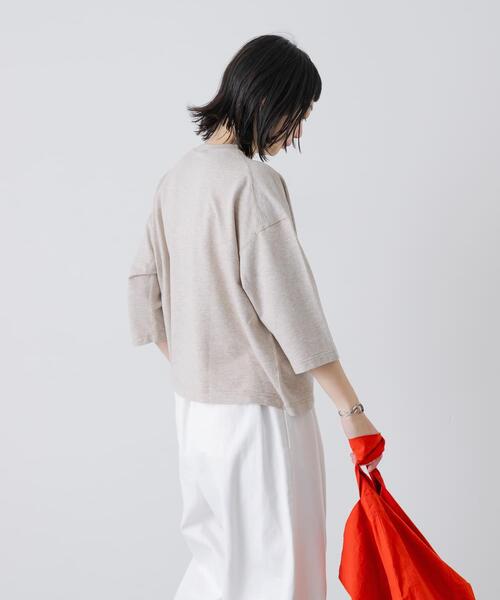かぐれ(カグレ)の「コットンインレー6分袖プルオーバー(Tシャツ/カットソー・レディース・チャコールグレー/ベージュ/オートミール・FREE)」の15枚目の写真