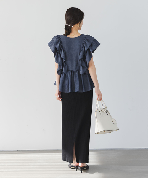Noble(ノーブル)の「《追加》トタンテレコタイトスカート2(スカート・レディース・ホワイト系その他/ダークブルー/ブラック・40/38/36)」の17枚目の写真