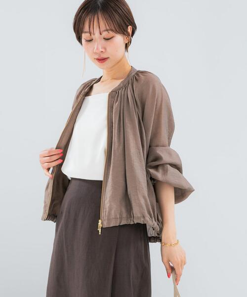 URBAN RESEARCH ROSSO WOMEN(アーバンリサーチ ロッソ)の「シアーギャザーブルゾン(ブルゾン・レディース・モカ/オフホワイト・FREE)」の9枚目の写真