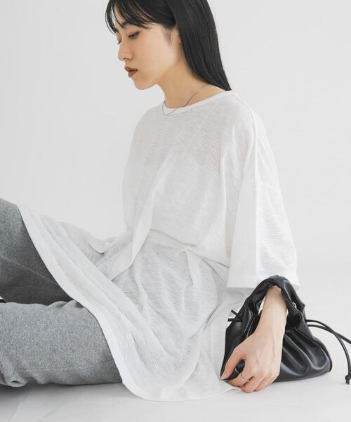 KBF(ケイビーエフ)の「ランダムタックボーダーTEE(Tシャツ/カットソー・レディース・オフホワイト/ピンク系その他/ブラック系その他・ONE)」の4枚目の写真