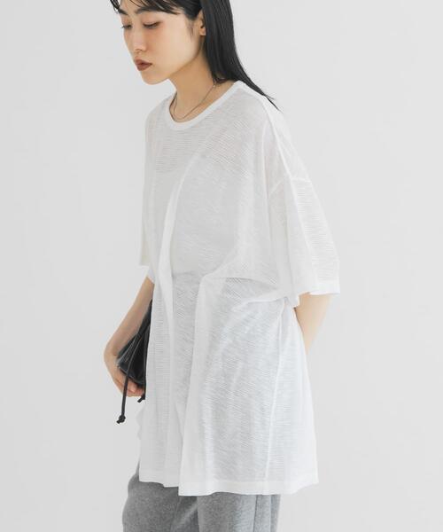 KBF(ケイビーエフ)の「ランダムタックボーダーTEE(Tシャツ/カットソー・レディース・オフホワイト/ピンク系その他/ブラック系その他・ONE)」の8枚目の写真