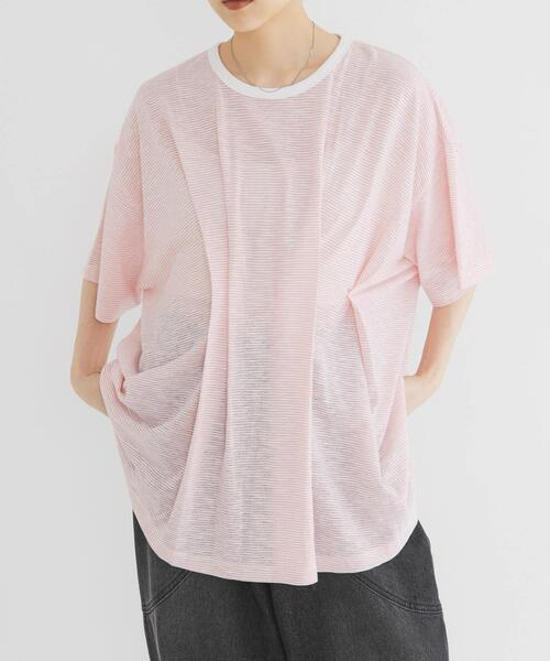 KBF(ケイビーエフ)の「ランダムタックボーダーTEE(Tシャツ/カットソー・レディース・オフホワイト/ピンク系その他/ブラック系その他・ONE)」の22枚目の写真