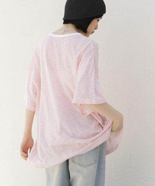 KBF(ケイビーエフ)の「ランダムタックボーダーTEE(Tシャツ/カットソー・レディース・オフホワイト/ピンク系その他/ブラック系その他・ONE)」の14枚目の写真