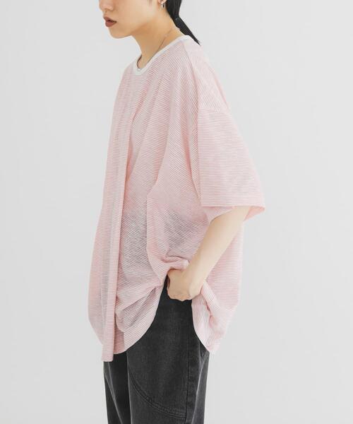 KBF(ケイビーエフ)の「ランダムタックボーダーTEE(Tシャツ/カットソー・レディース・オフホワイト/ピンク系その他/ブラック系その他・ONE)」の17枚目の写真