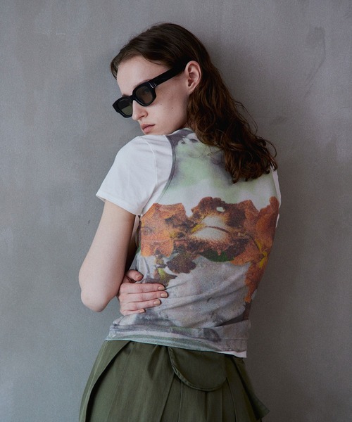 2026Summer PRE-ORDER】Flower Print Ribbed Tank Top/フラワー