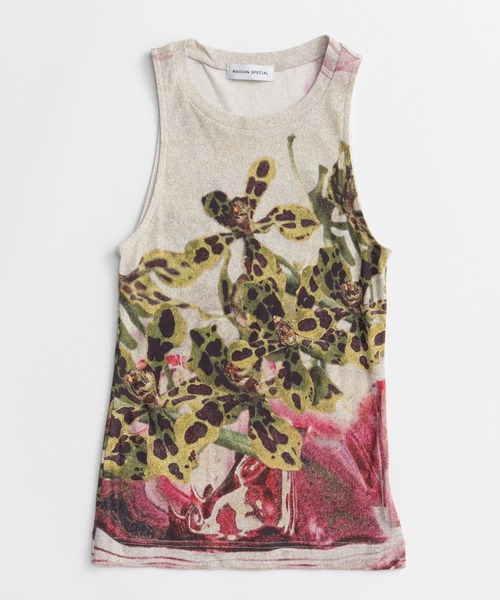 2026Summer PRE-ORDER】Flower Print Ribbed Tank Top/フラワー