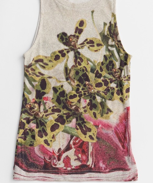 2026Summer PRE-ORDER】Flower Print Ribbed Tank Top/フラワー