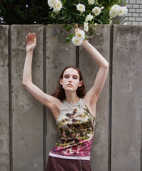 2026Summer PRE-ORDER】Flower Print Ribbed Tank Top/フラワー
