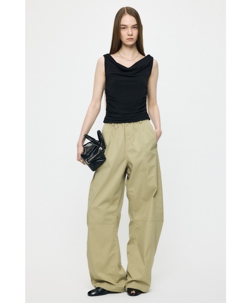 MOUSSY（マウジー）の「WAIST GATHER DRAPE トップス（Tシャツ/カットソー・レディース・キナリ/ブラック/ブラウン・FREE）」の5枚目の写真