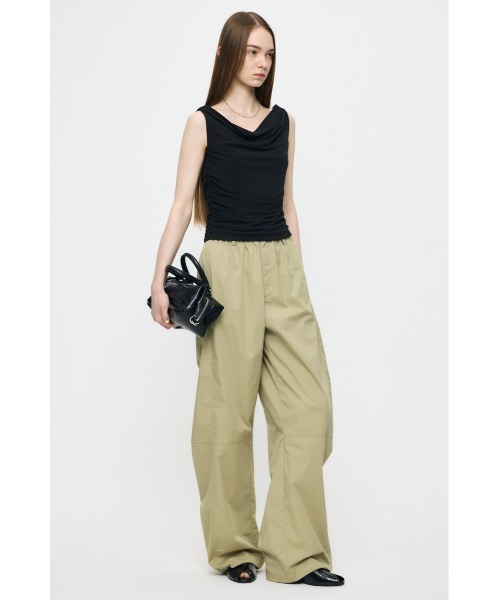 MOUSSY（マウジー）の「WAIST GATHER DRAPE トップス（Tシャツ/カットソー・レディース・キナリ/ブラック/ブラウン・FREE）」の6枚目の写真