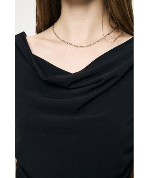 MOUSSY（マウジー）の「WAIST GATHER DRAPE トップス（Tシャツ/カットソー・レディース・キナリ/ブラック/ブラウン・FREE）」の11枚目の写真