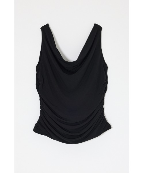 MOUSSY（マウジー）の「WAIST GATHER DRAPE トップス（Tシャツ/カットソー・レディース・キナリ/ブラック/ブラウン・FREE）」の15枚目の写真