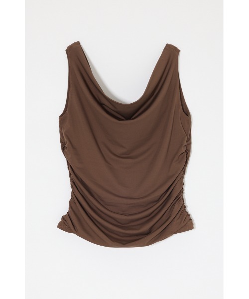 MOUSSY（マウジー）の「WAIST GATHER DRAPE トップス（Tシャツ/カットソー・レディース・キナリ/ブラック/ブラウン・FREE）」の16枚目の写真