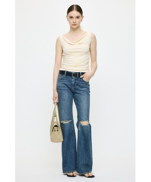 MOUSSY（マウジー）の「WAIST GATHER DRAPE トップス（Tシャツ/カットソー・レディース・キナリ/ブラック/ブラウン・FREE）」の18枚目の写真