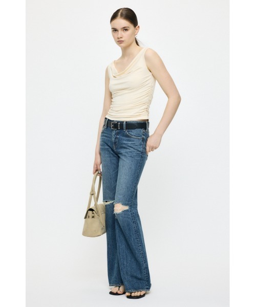 MOUSSY（マウジー）の「WAIST GATHER DRAPE トップス（Tシャツ/カットソー・レディース・キナリ/ブラック/ブラウン・FREE）」の19枚目の写真