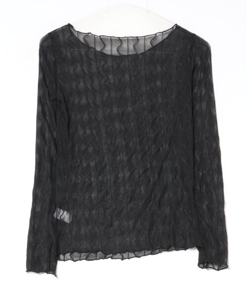 BARELY BLUE(ベアリーブルー)の「【 BARELY BLUE / ベアリーブルー 】 ニュアンスウェーブ シアートップス(Tシャツ/カットソー・レディース・ブラウン/ブラック/ホワイト・FREE)」の4枚目の写真