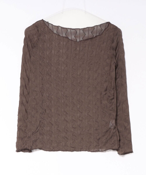 BARELY BLUE(ベアリーブルー)の「【 BARELY BLUE / ベアリーブルー 】 ニュアンスウェーブ シアートップス(Tシャツ/カットソー・レディース・ブラウン/ブラック/ホワイト・FREE)」の9枚目の写真