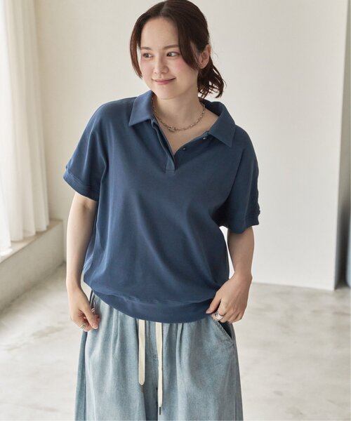 LBC(エルビーシー)の「ひんやりポロ襟スキッパープルオーバー(Tシャツ/カットソー・レディース・パープル/ブラック/ブルー/ホワイト・M)」の14枚目の写真