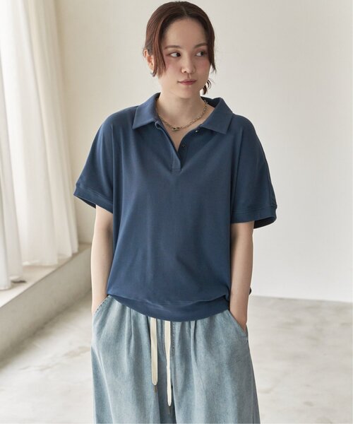 LBC(エルビーシー)の「ひんやりポロ襟スキッパープルオーバー(Tシャツ/カットソー・レディース・パープル/ブラック/ブルー/ホワイト・M)」の15枚目の写真